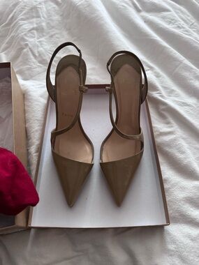 Christian Louboutin Olive Patent Pointed Slingback Pumps